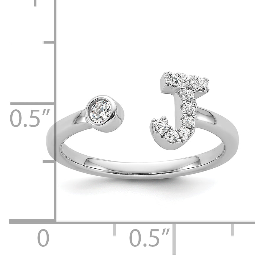 14k White Gold 1/6 carat Lab Grown Diamond VS/SI+ G+ Initial J Adjustable Ring
