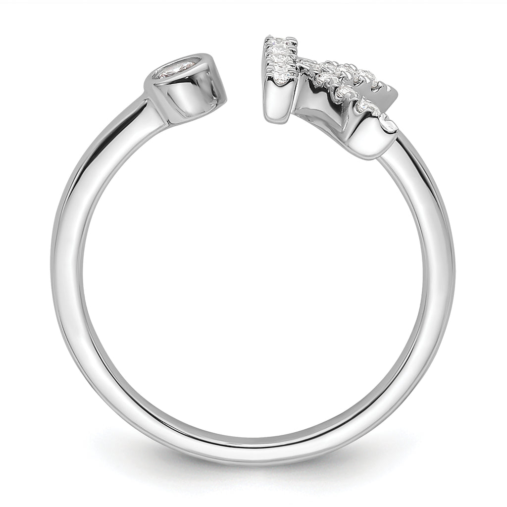 14k White Gold 1/5 carat Lab Grown Diamond VS/SI+ G+ Initial K Adjustable Ring