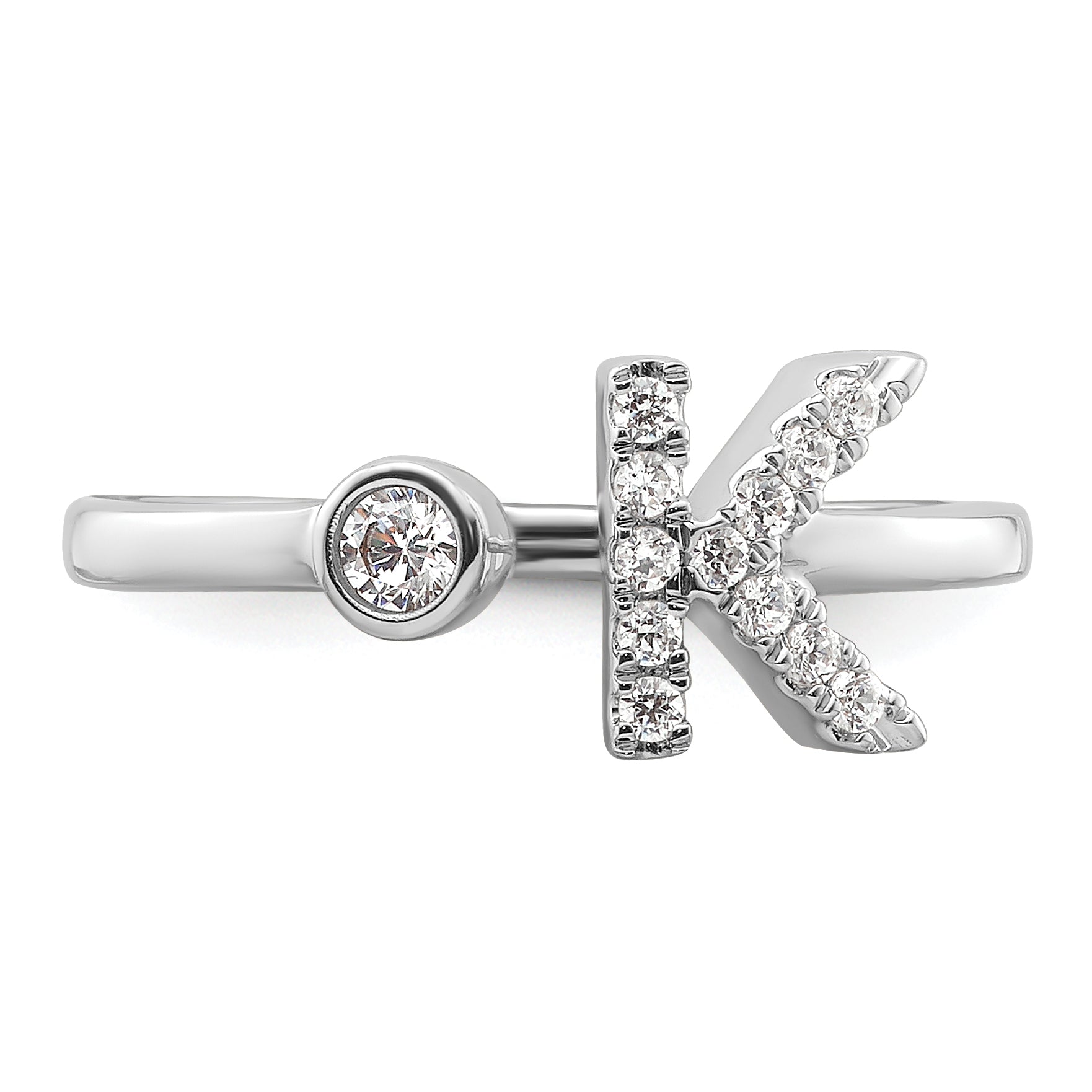 14k White Gold 1/5 carat Lab Grown Diamond VS/SI+ G+ Initial K Adjustable Ring
