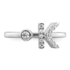 14k White Gold 1/5 carat Lab Grown Diamond VS/SI+ G+ Initial K Adjustable Ring