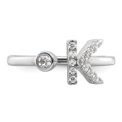 14k White Gold 1/5 carat Lab Grown Diamond VS/SI+ G+ Initial K Adjustable Ring