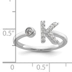 14k White Gold 1/5 carat Lab Grown Diamond VS/SI+ G+ Initial K Adjustable Ring