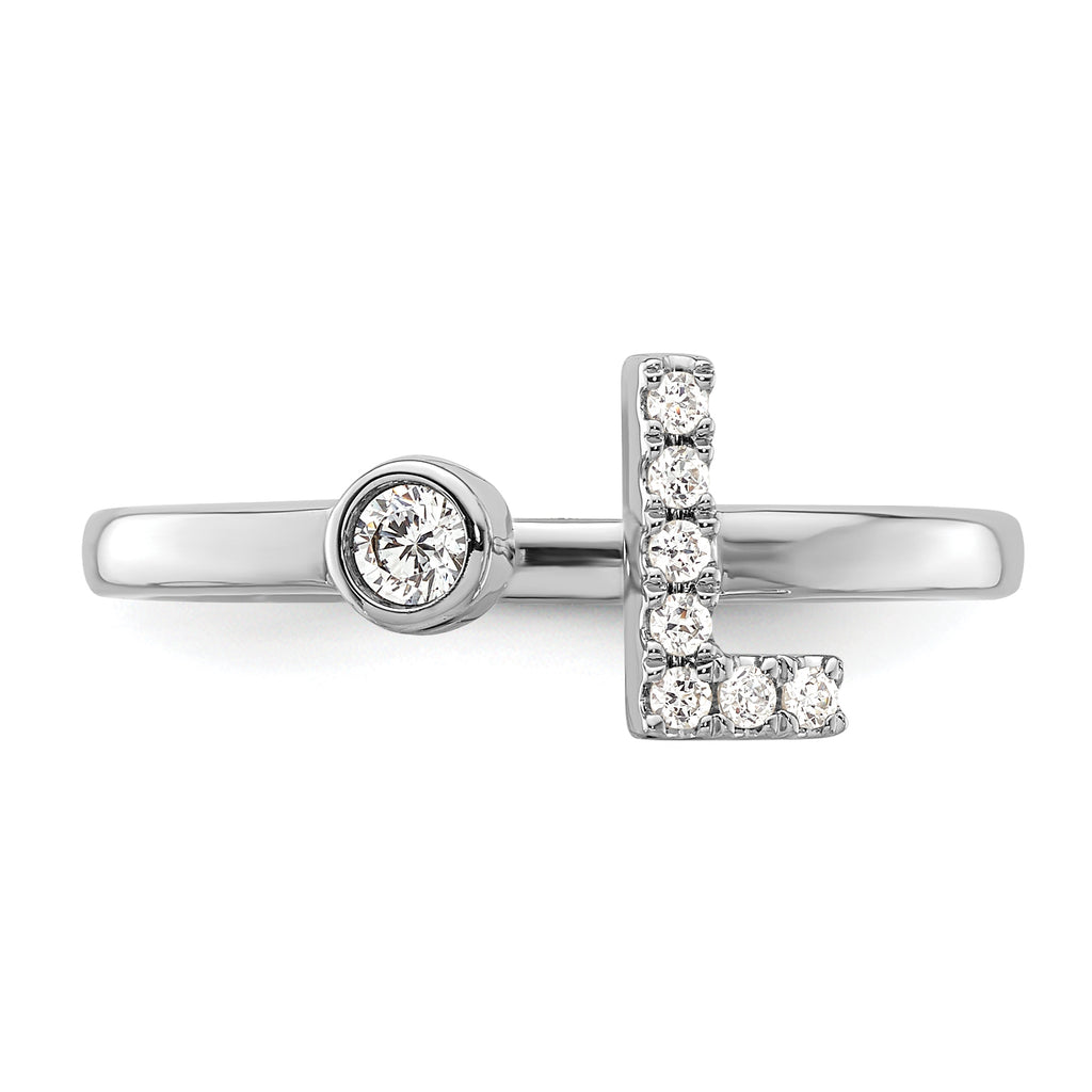 14k White Gold 1/8 carat Lab Grown Diamond VS/SI+ G+ Initial L Adjustable Ring