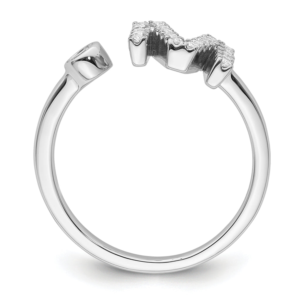 14k White Gold 1/4 carat Lab Grown Diamond VS/SI+ G+ Initial M Adjustable Ring