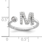 14k White Gold 1/4 carat Lab Grown Diamond VS/SI+ G+ Initial M Adjustable Ring