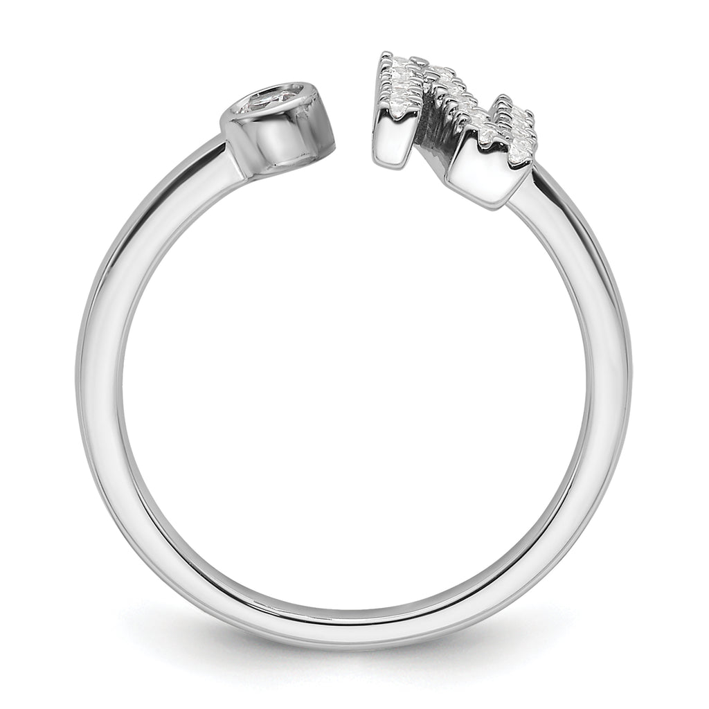 14k White Gold 1/5 carat Lab Grown Diamond VS/SI+ G+ Initial N Adjustable Ring