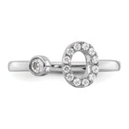 14k White Gold 1/5 carat Lab Grown Diamond VS/SI+ G+ Initial O Adjustable Ring