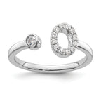 14k White Gold 1/5 carat Lab Grown Diamond VS/SI+ G+ Initial O Adjustable Ring