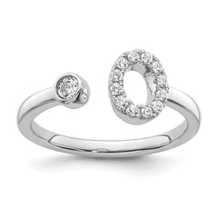 14k White Gold 1/5 carat Lab Grown Diamond VS/SI+ G+ Initial O Adjustable Ring