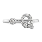 14k White Gold 1/5 carat Lab Grown Diamond VS/SI+ G+ Initial Q Adjustable Ring