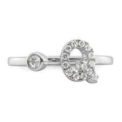 14k White Gold 1/5 carat Lab Grown Diamond VS/SI+ G+ Initial Q Adjustable Ring