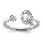 14k White Gold 1/5 carat Lab Grown Diamond VS/SI+ G+ Initial Q Adjustable Ring