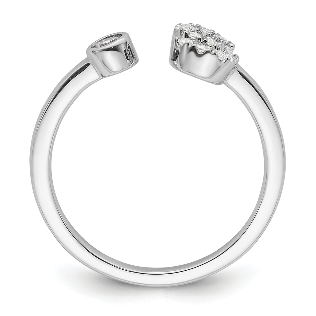 14k White Gold 1/6 carat Lab Grown Diamond VS/SI+ G+ Initial S Adjustable Ring