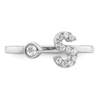 14k White Gold 1/6 carat Lab Grown Diamond VS/SI+ G+ Initial S Adjustable Ring