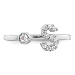 14k White Gold 1/6 carat Lab Grown Diamond VS/SI+ G+ Initial S Adjustable Ring