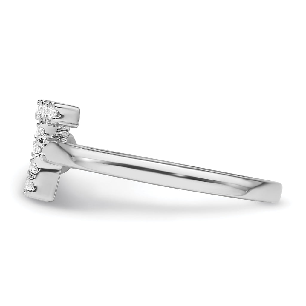 14k White Gold 1/6 carat Lab Grown Diamond VS/SI+ G+ Initial T Adjustable Ring