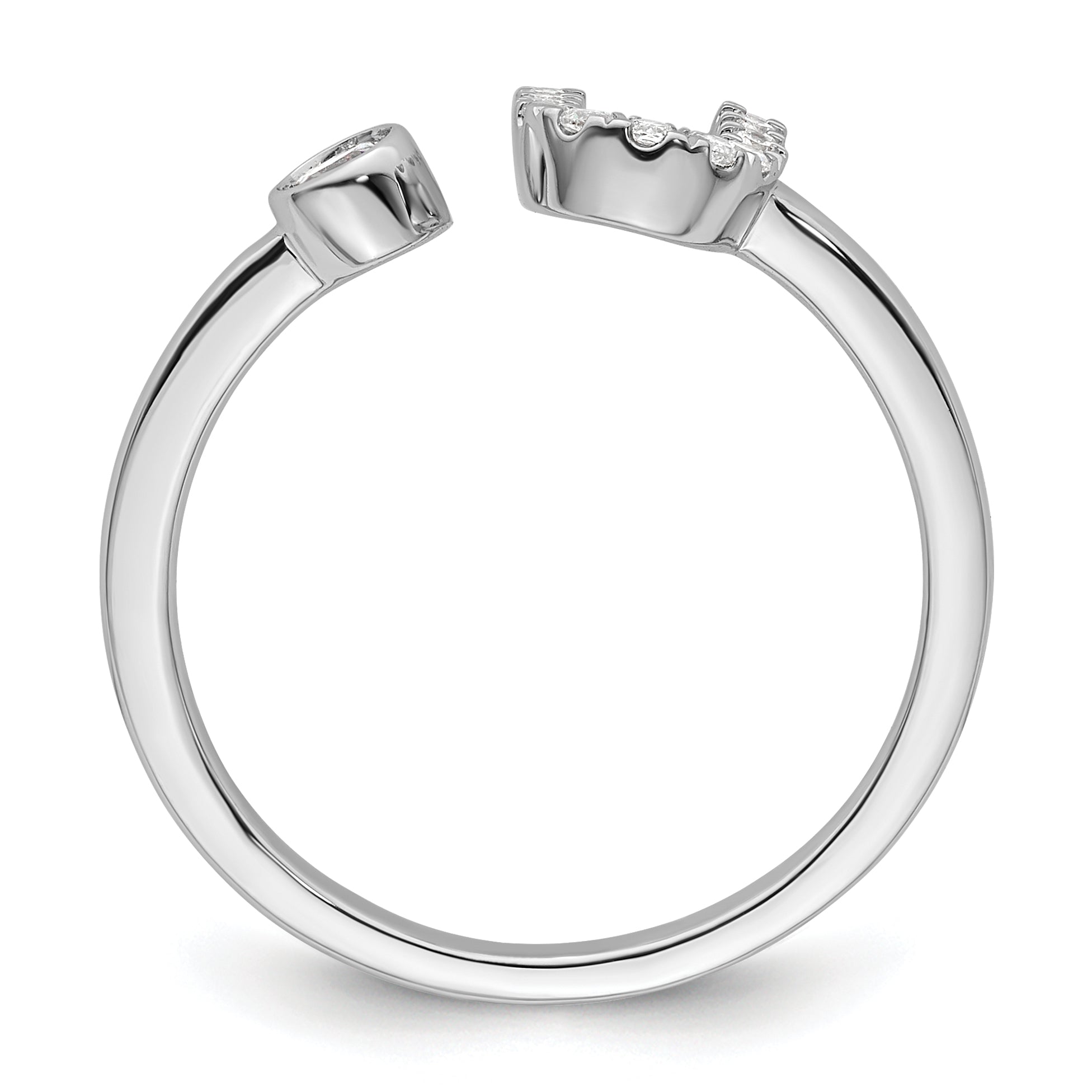 14k White Gold 1/6 carat Lab Grown Diamond VS/SI+ G+ Initial U Adjustable Ring Secondary image