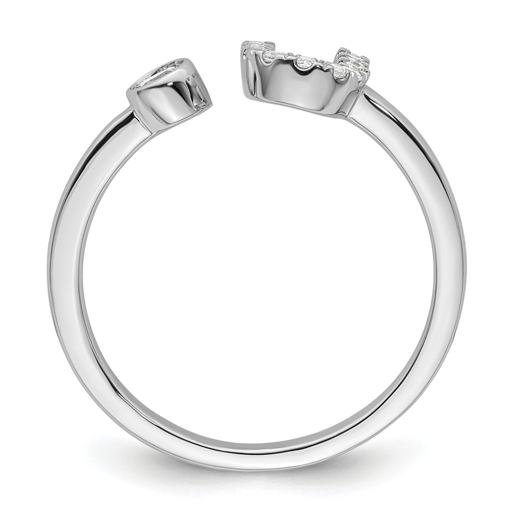 14k White Gold 1/6 carat Lab Grown Diamond VS/SI+ G+ Initial U Adjustable Ring