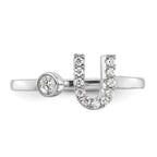 14k White Gold 1/6 carat Lab Grown Diamond VS/SI+ G+ Initial U Adjustable Ring