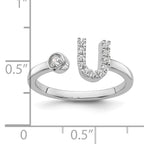 14k White Gold 1/6 carat Lab Grown Diamond VS/SI+ G+ Initial U Adjustable Ring