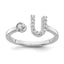 14k White Gold 1/6 carat Lab Grown Diamond VS/SI+ G+ Initial U Adjustable Ring
