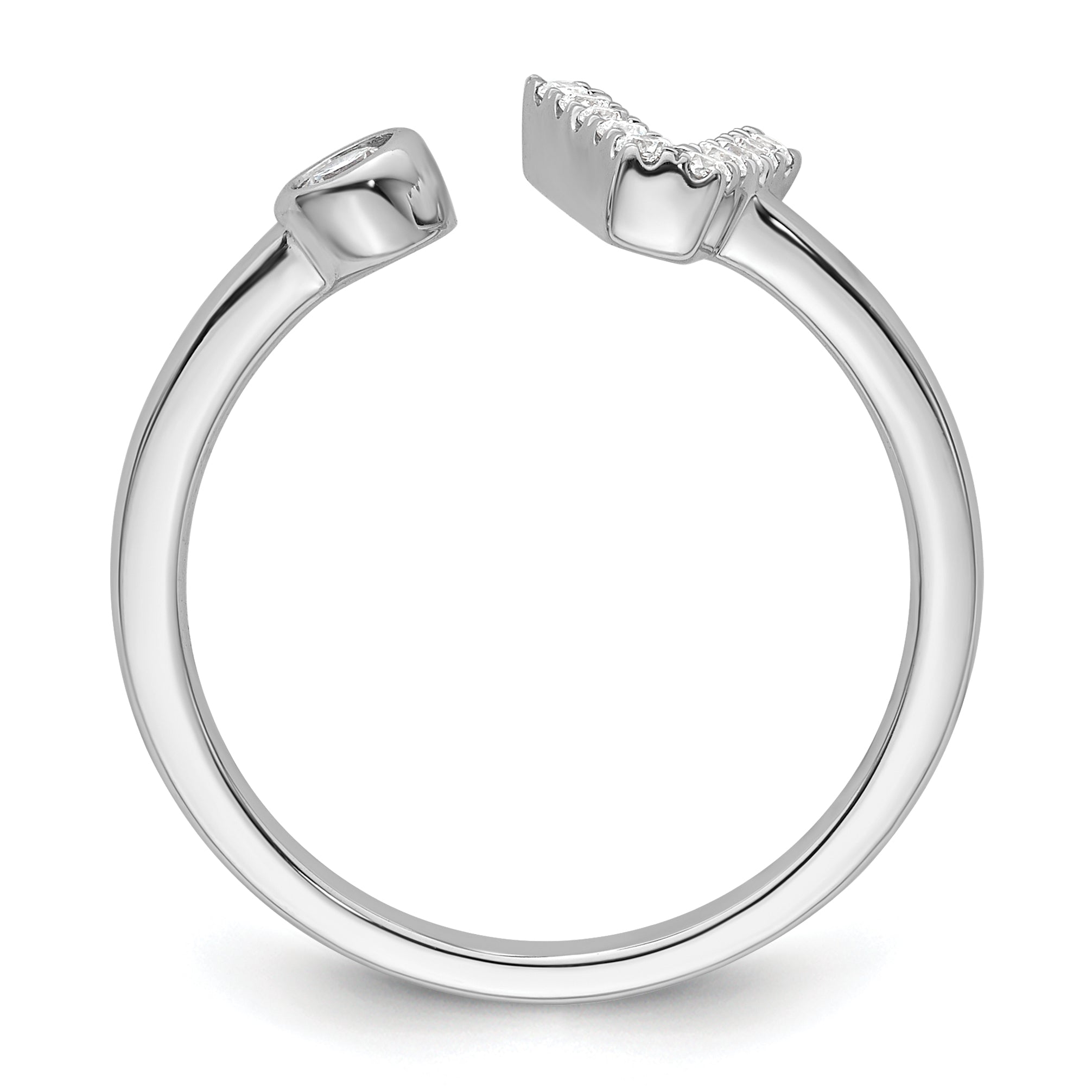 14k White Gold 1/6 carat Lab Grown Diamond VS/SI+ G+ Initial V Adjustable Ring Secondary image