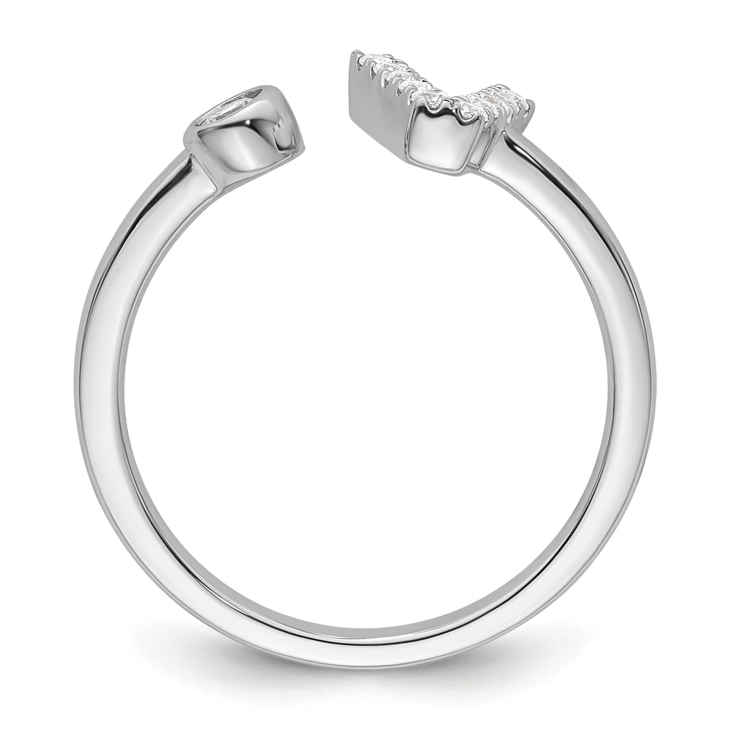 14k White Gold 1/6 carat Lab Grown Diamond VS/SI+ G+ Initial V Adjustable Ring