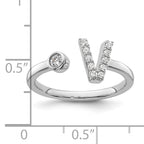 14k White Gold 1/6 carat Lab Grown Diamond VS/SI+ G+ Initial V Adjustable Ring