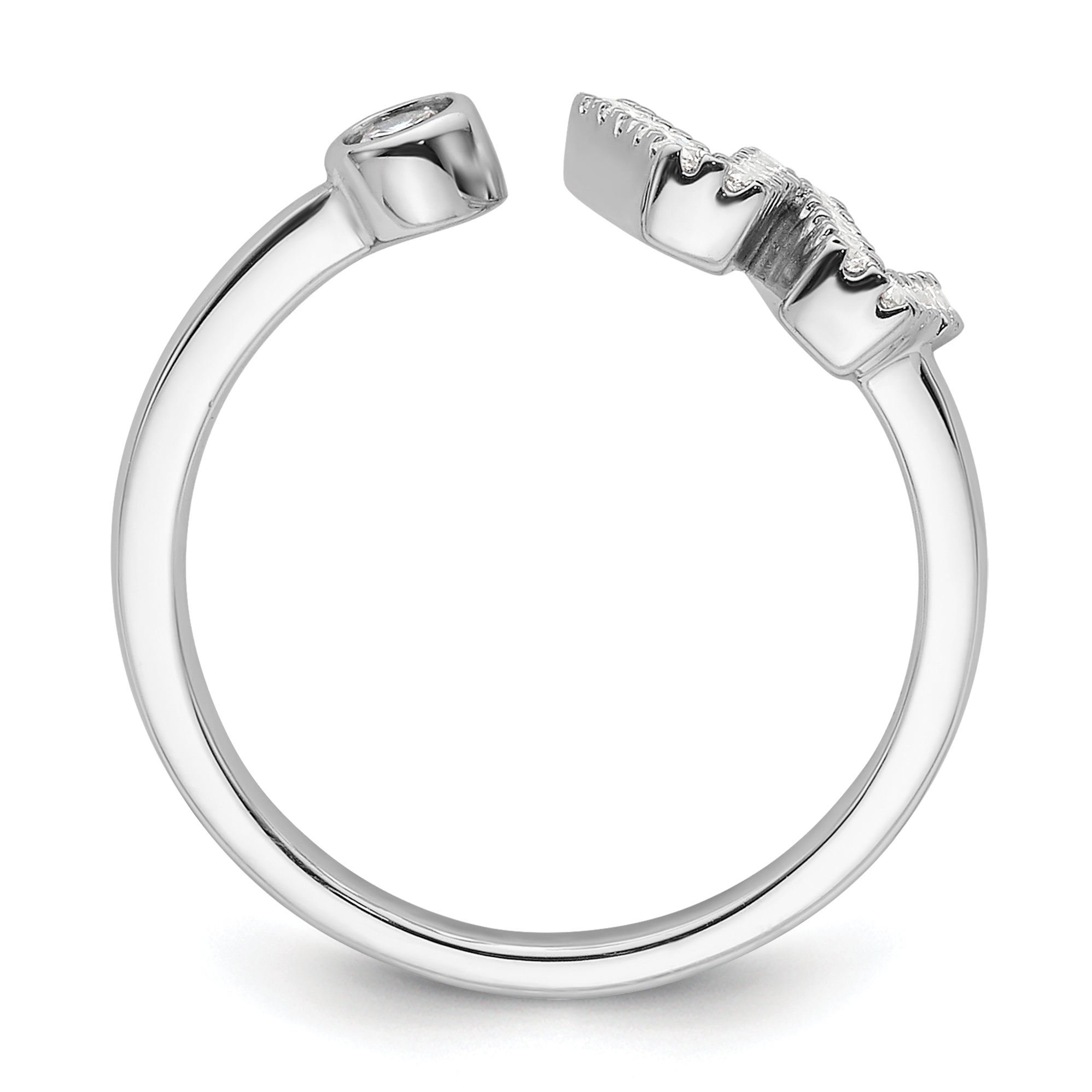 14k White Gold 1/4 carat Lab Grown Diamond VS/SI+ G+ Initial W Adjustable Ring