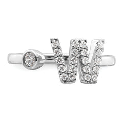 14k White Gold 1/4 carat Lab Grown Diamond VS/SI+ G+ Initial W Adjustable Ring