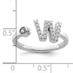 14k White Gold 1/4 carat Lab Grown Diamond VS/SI+ G+ Initial W Adjustable Ring
