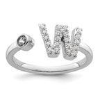 14k White Gold 1/4 carat Lab Grown Diamond VS/SI+ G+ Initial W Adjustable Ring