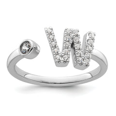 14k White Gold 1/4 carat Lab Grown Diamond VS/SI+ G+ Initial W Adjustable Ring