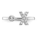 14k White Gold 1/6 carat Lab Grown Diamond VS/SI+ G+ Initial X Adjustable Ring