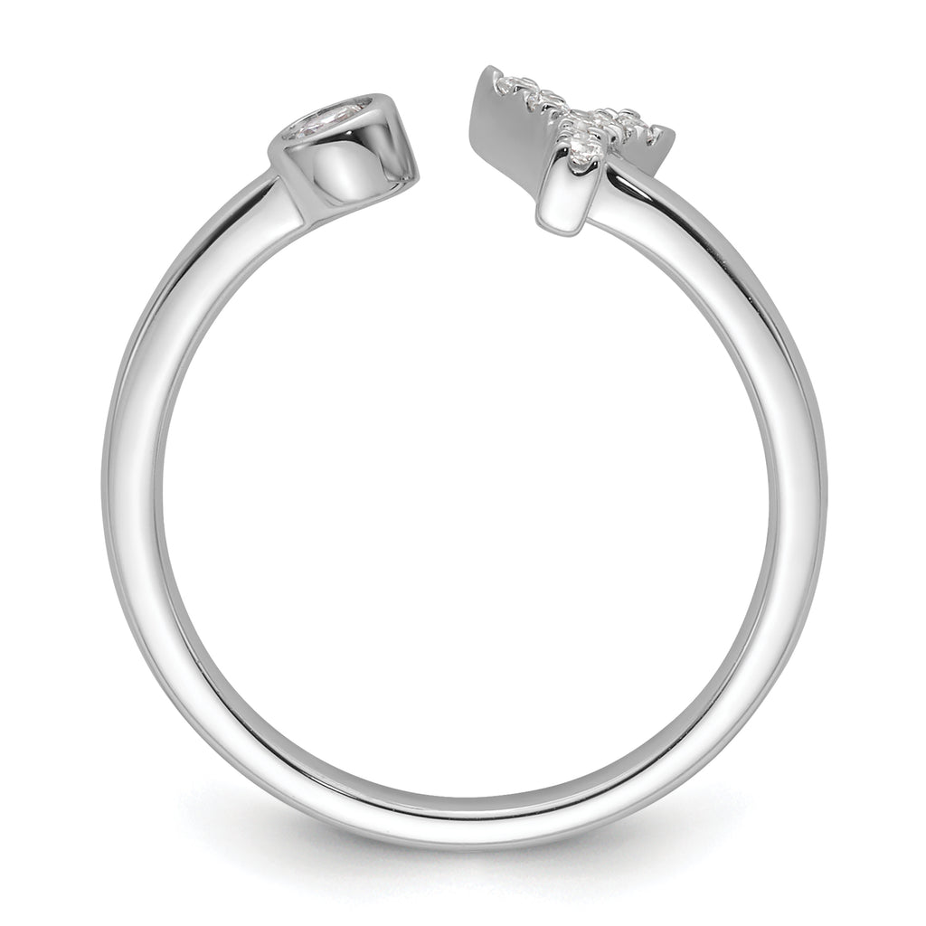 14k White Gold 1/8 carat Lab Grown Diamond VS/SI+ G+ Initial Y Adjustable Ring