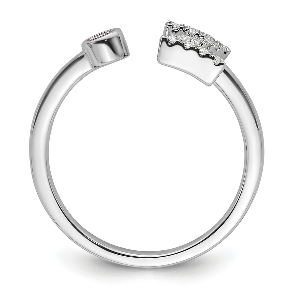 14k White Gold 1/5 carat Lab Grown Diamond VS/SI+ G+ Initial Z Adjustable Ring