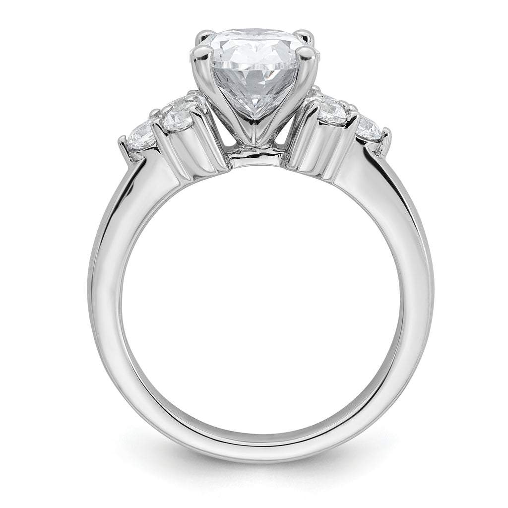 14k White Gold 3 carat Certified Lab Grown Diamond VS/SI+ G+ Oval Complete Three Stone Engagement Ring