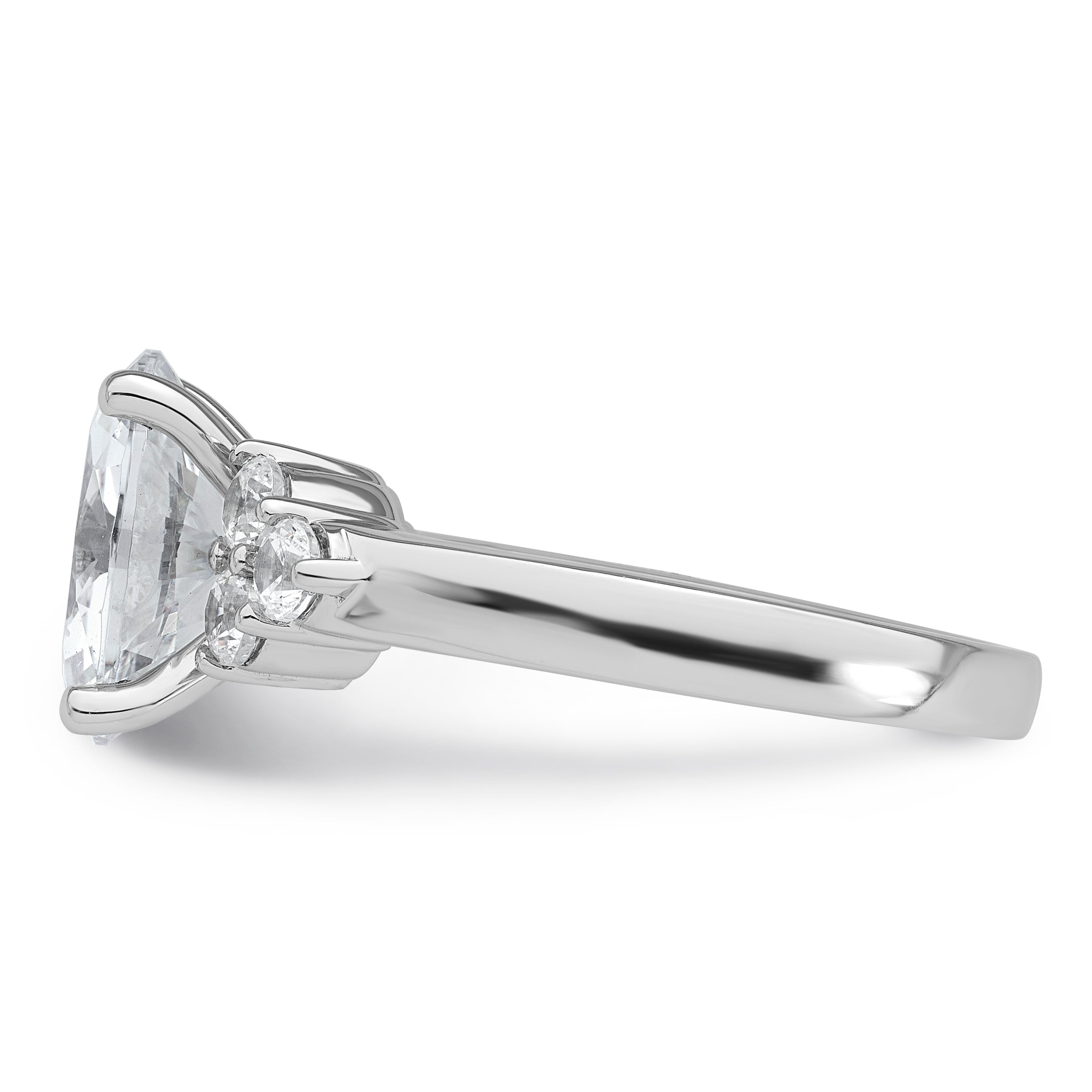 14k White Gold 3 carat Certified Lab Grown Diamond VS/SI+ G+ Oval Complete Three Stone Engagement Ring