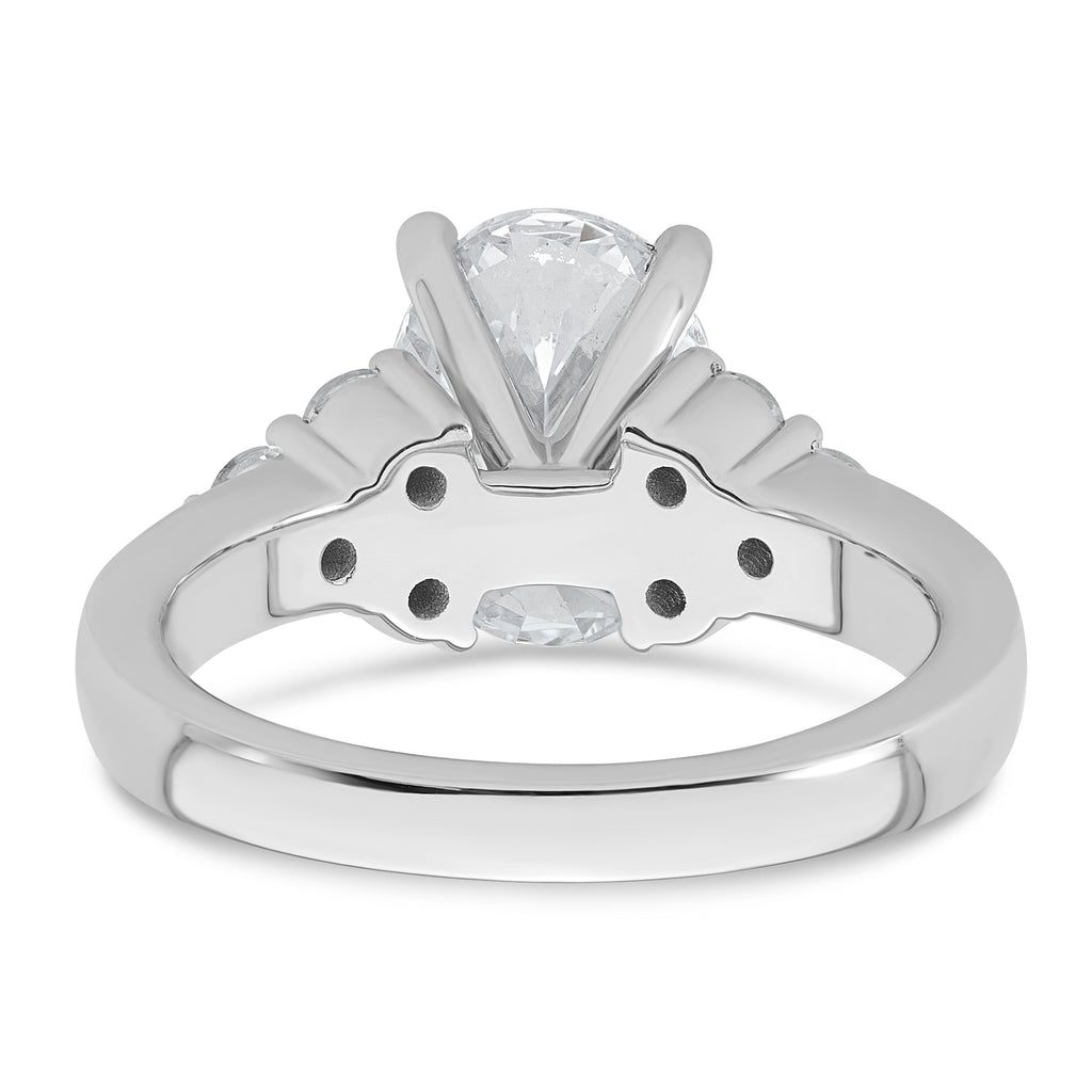 14k White Gold 3 carat Certified Lab Grown Diamond VS/SI+ G+ Oval Complete Three Stone Engagement Ring