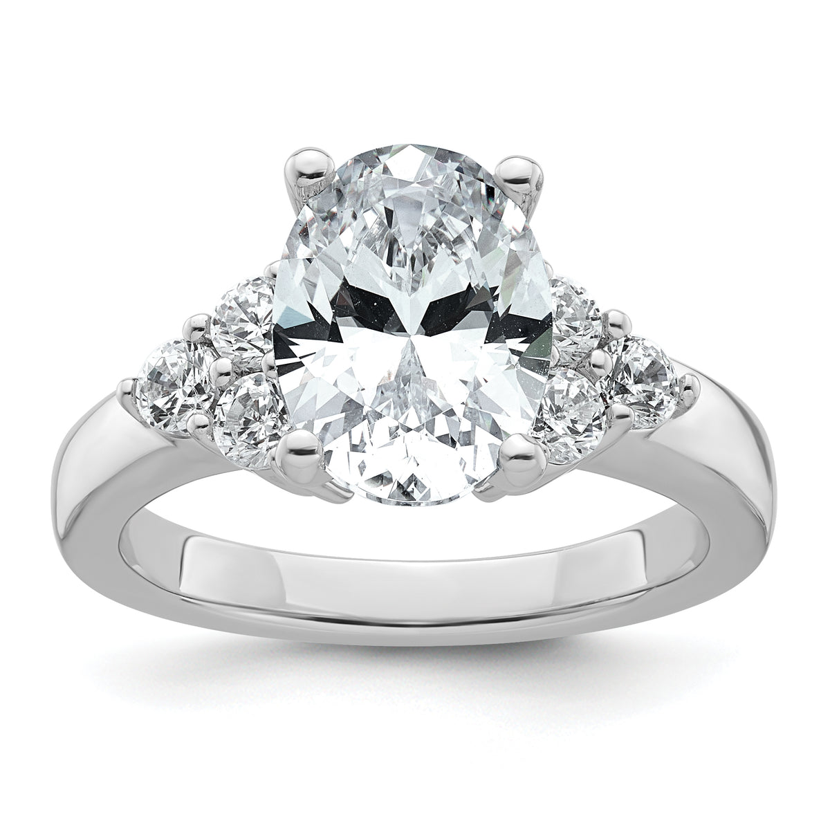 14k White Gold 3 carat Certified Lab Grown Diamond VS/SI+ G+ Oval Complete Three Stone Engagement Ring