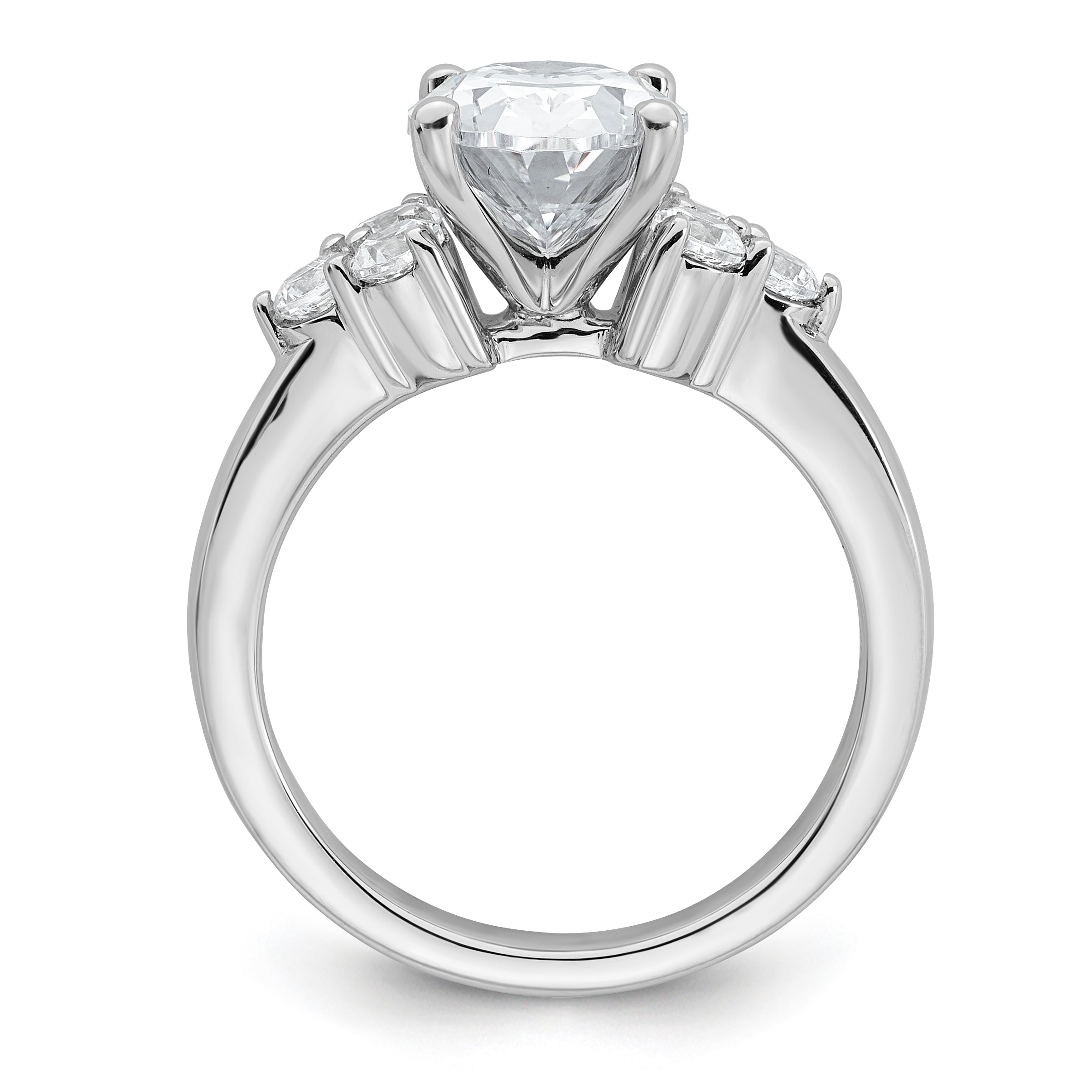 14k White Gold 1/2 carat Lab Grown Diamond VS/SI+ G+ Round 2 1/2 carat Oval Center Semi Mount Engagement Ring