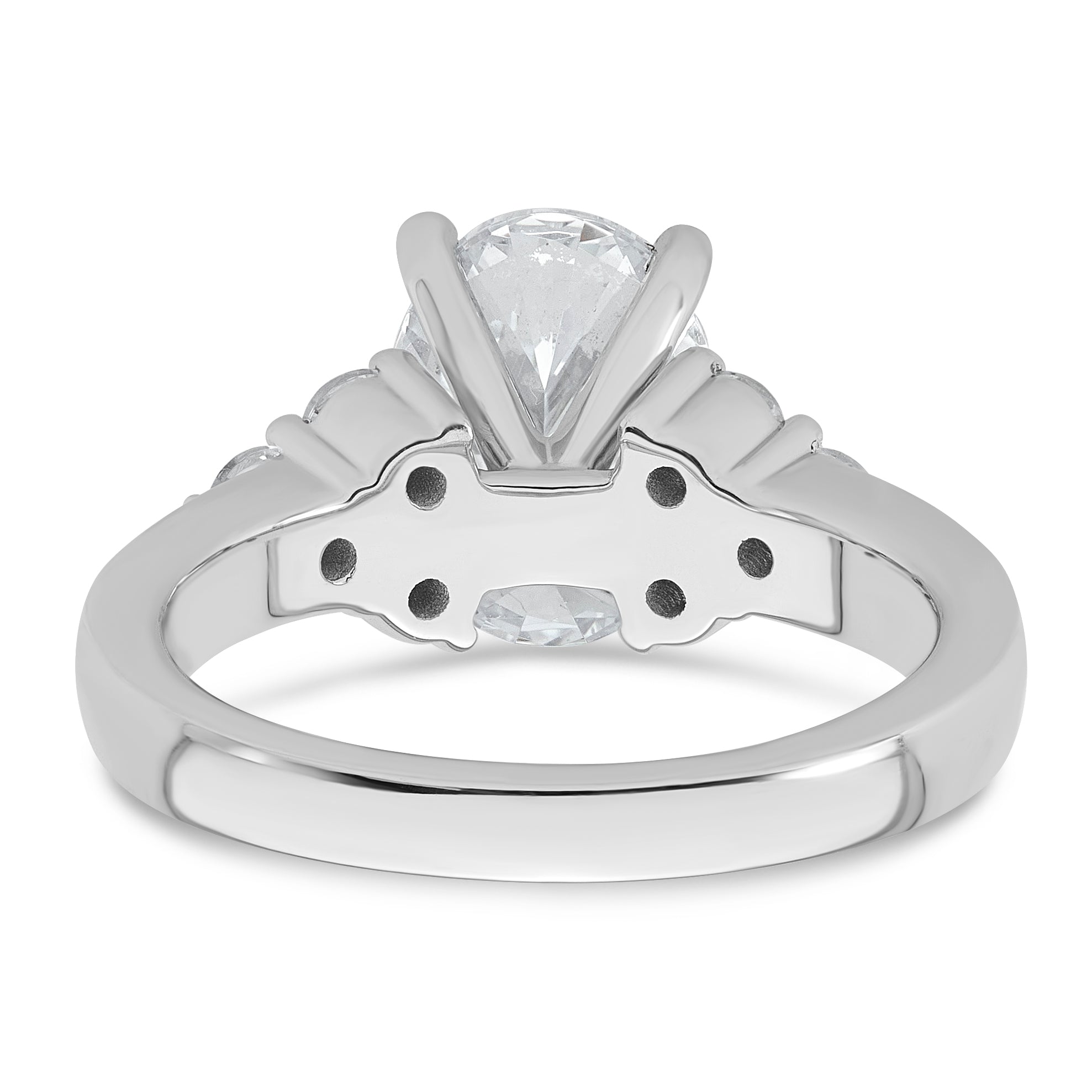 14k White Gold 1/2 carat Lab Grown Diamond VS/SI+ G+ Round 2 1/2 carat Oval Center Semi Mount Engagement Ring