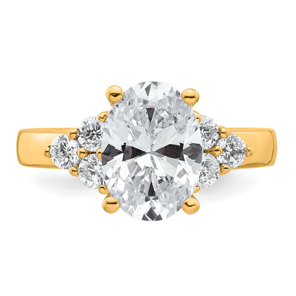 14k 1/2 carat Lab Grown Diamond VS/SI+ G+ Round 2 1/2 carat Oval Center Semi Mount Engagement Ring