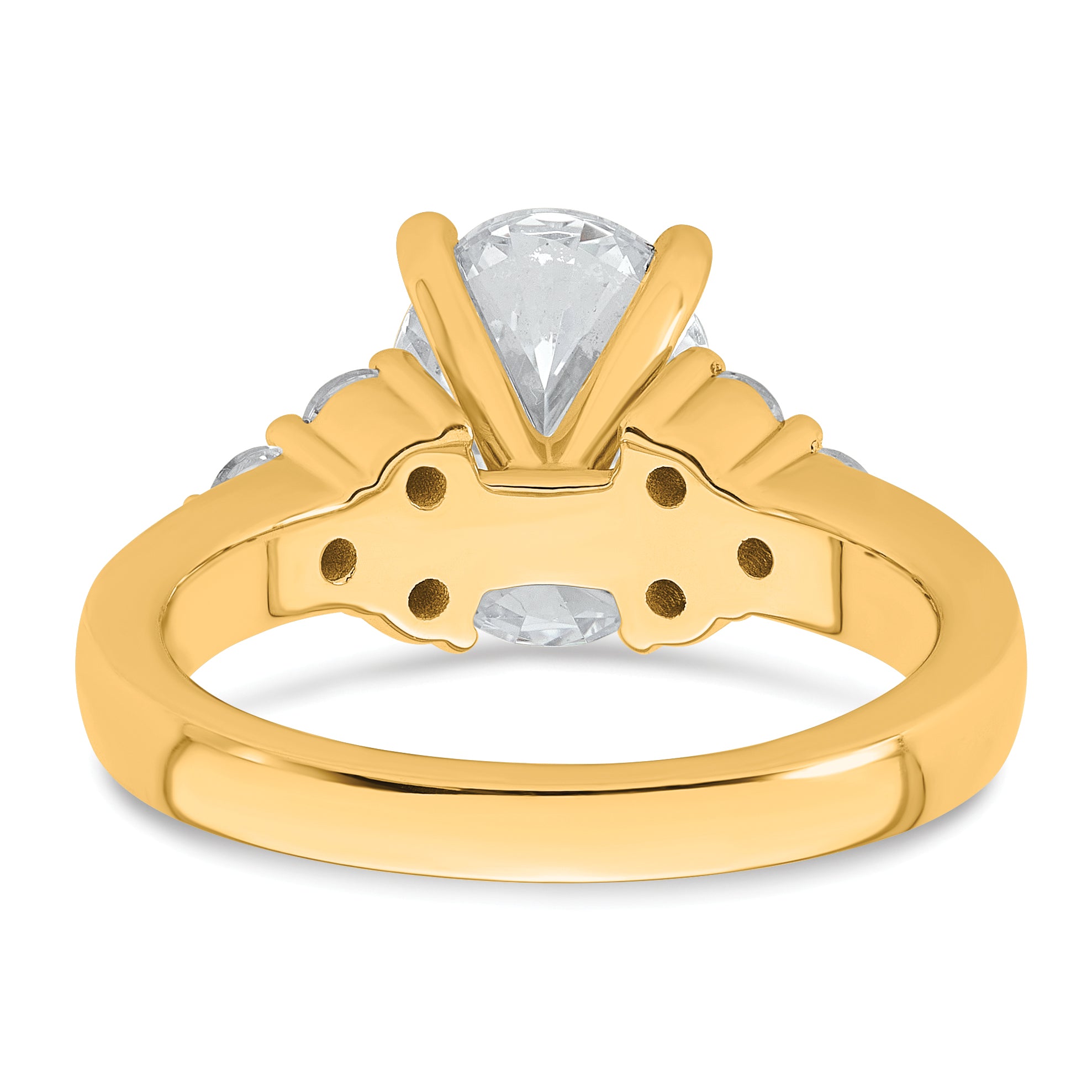 14k 1/2 carat Lab Grown Diamond VS/SI+ G+ Round 2 1/2 carat Oval Center Semi Mount Engagement Ring