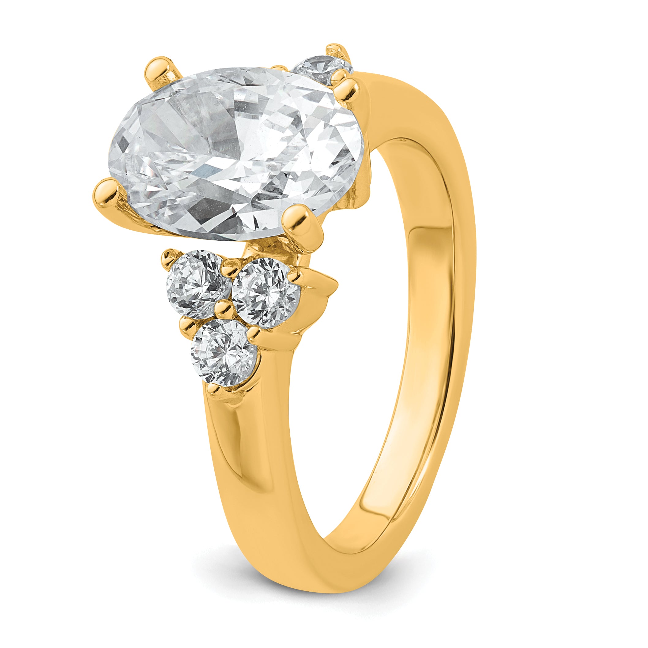 14k 1/2 carat Lab Grown Diamond VS/SI+ G+ Round 2 1/2 carat Oval Center Semi Mount Engagement Ring