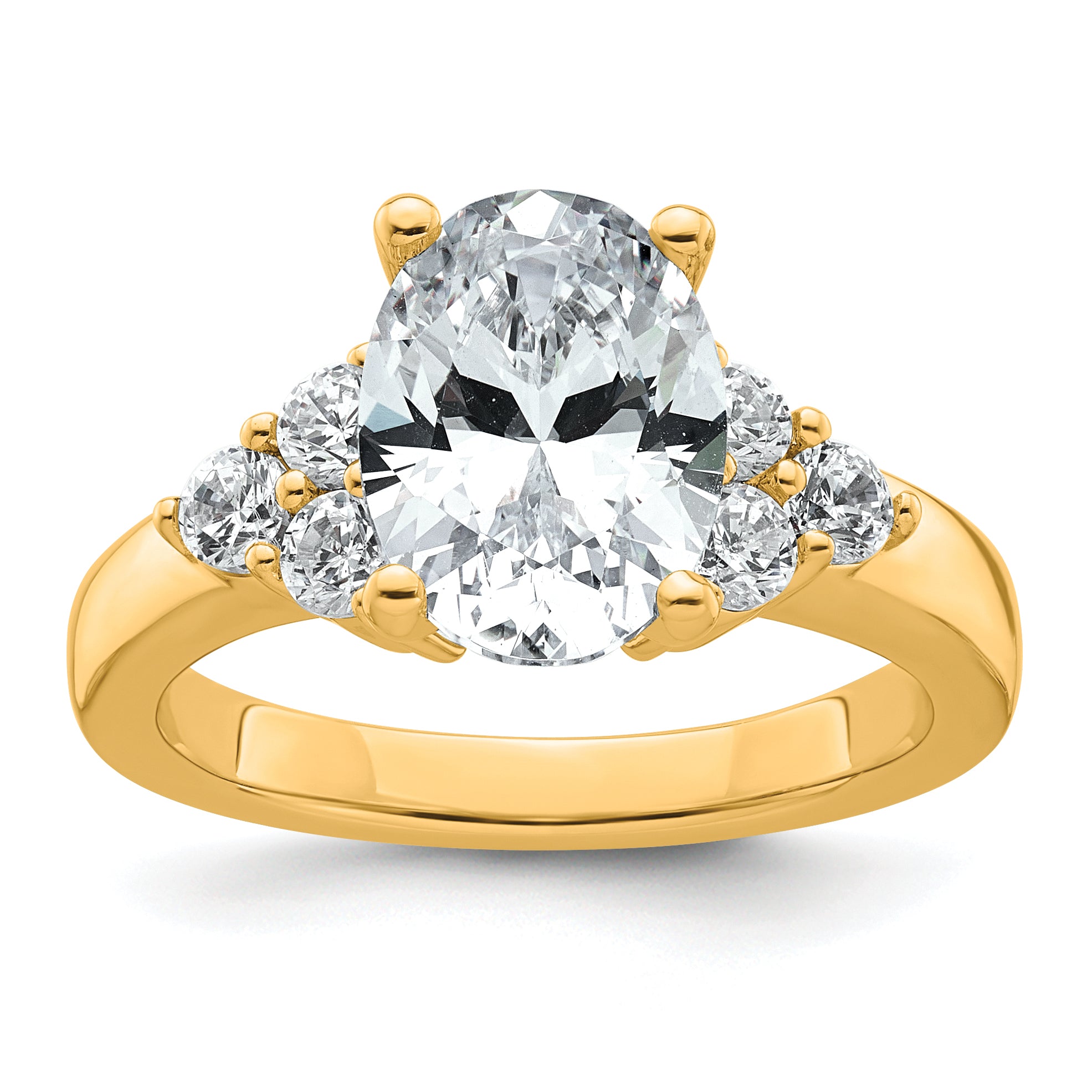14k 1/2 carat Lab Grown Diamond VS/SI+ G+ Round 2 1/2 carat Oval Center Semi Mount Engagement Ring Main image