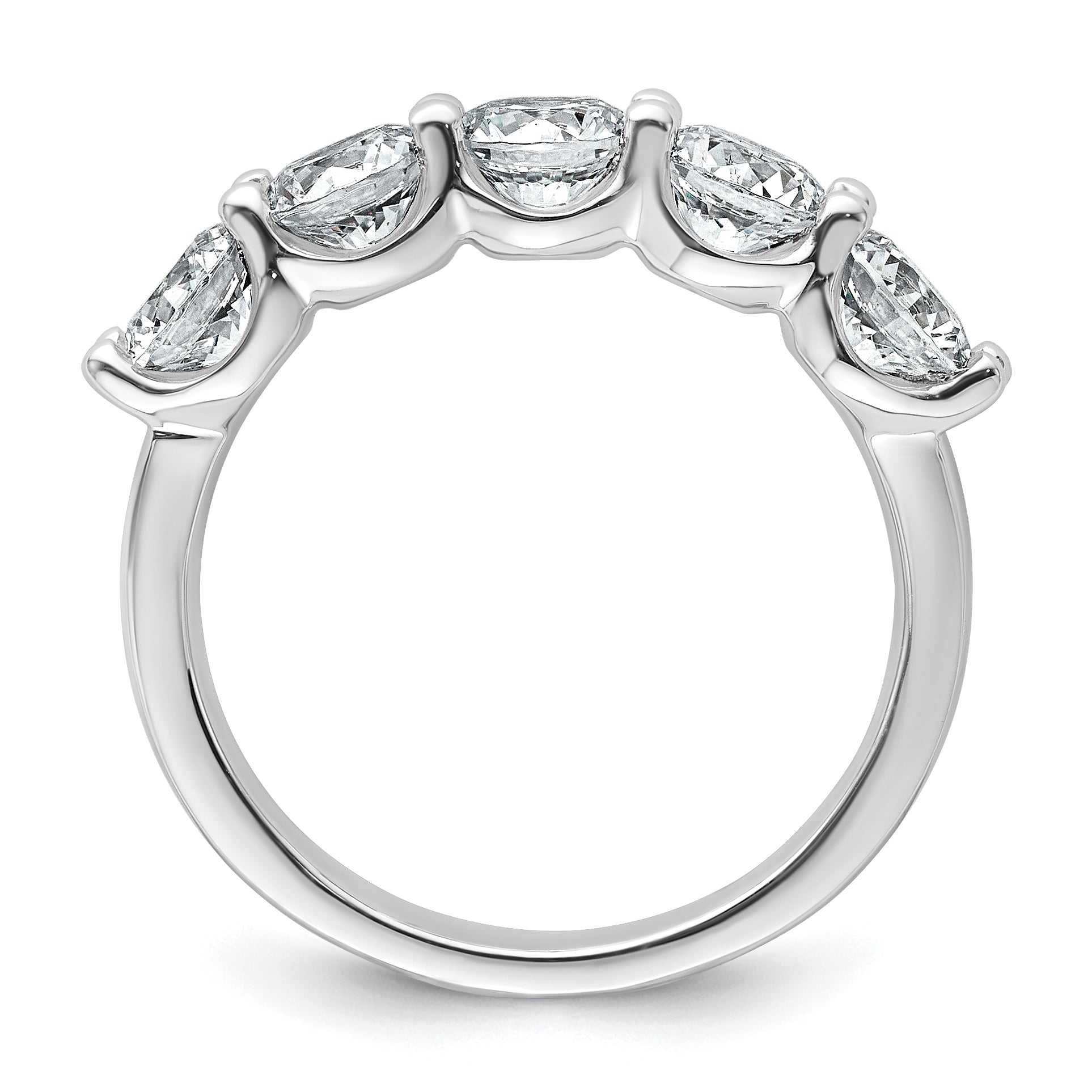14k White Gold 2 carat Lab Grown Diamond VS+ F+ Complete Five Stone Fashion Band