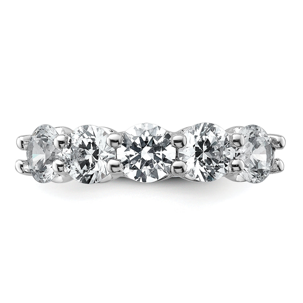 14k White Gold 2 carat Lab Grown Diamond VS+ F+ Complete Five Stone Fashion Band