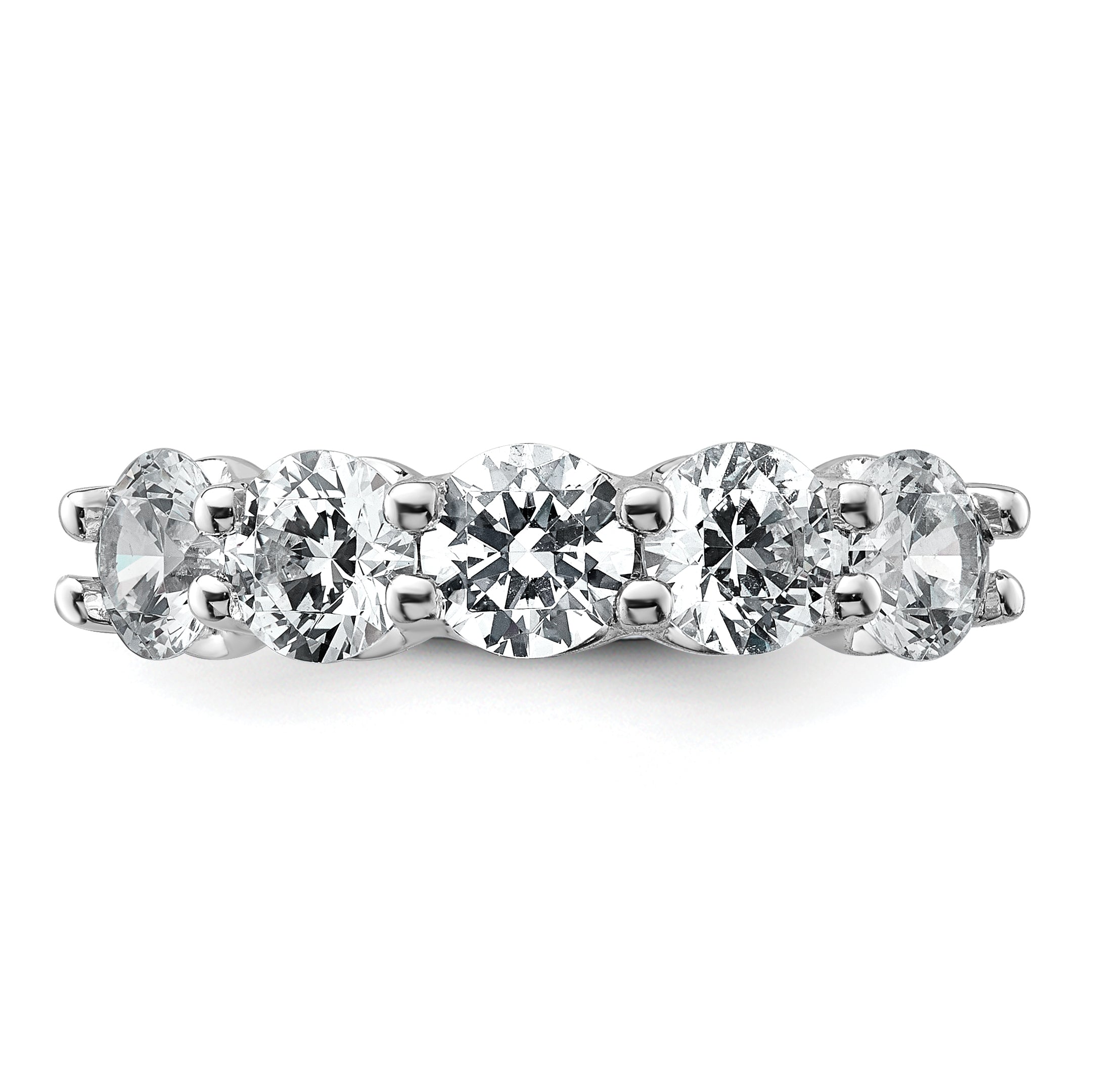 14k White Gold 2 carat Lab Grown Diamond VS+ F+ Complete Five Stone Fashion Band