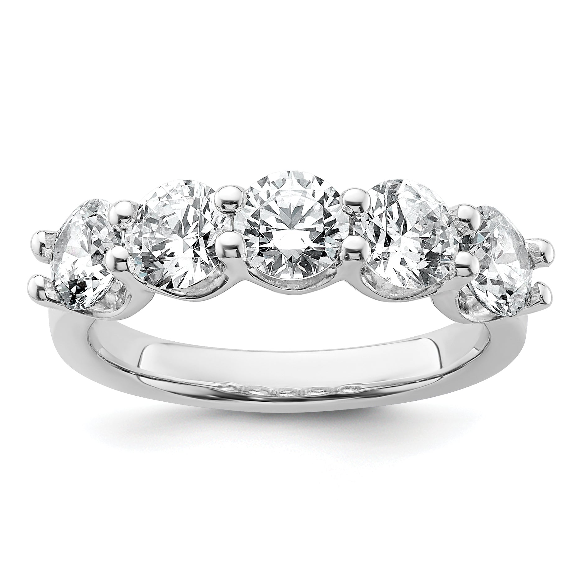 14k White Gold 2 carat Lab Grown Diamond VS+ F+ Complete Five Stone Fashion Band Main image